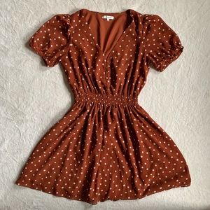 Madewell Inkspot Polka Dot Orange Dress Sz Medium